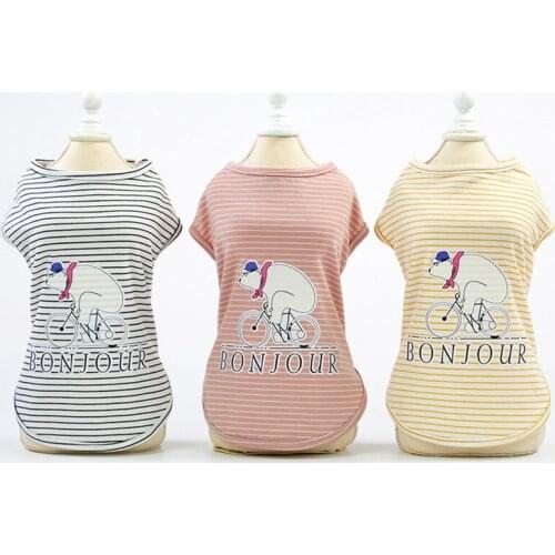 10PC/Lot Stripes Puppy Dog Vest Summer Small Dogs Cotton T-Shirts Pet Dog Clothes