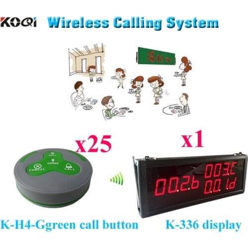 Restaurant Paging System Most Popular Waterproof Pager Equipment Wireless Calling 433.92MHz Caller(1 display 25 call button)