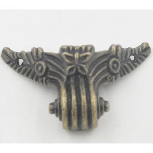 Zinc Alloy Antique Jewelry Gift Box Wood Case Decor Carving Corner Protector,Wing Legs,Bronze Tone,57*27mm,12Pcs