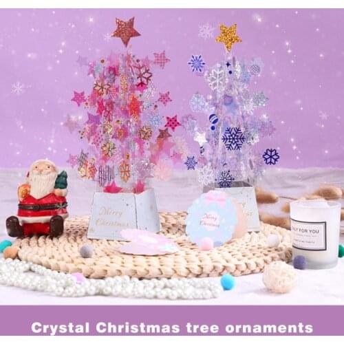 Christmas Tree Greeting Card 3D Crystal Christmas Ornaments Children Christmas New Year Postcards Gift Christmas Decorations
