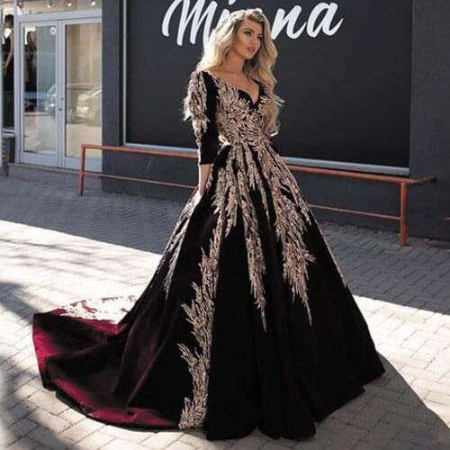 SuperKimJo Muslim Prom Dresses Ball Gown V Neck Lace Applique Vintage Burgundy Prom Gown Vestidos De Graduación 2021