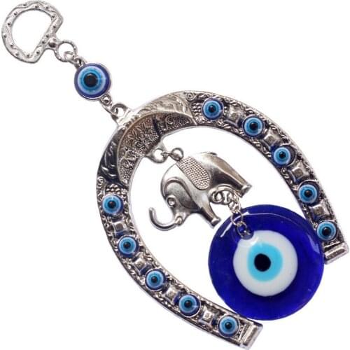 Turkish Blue Evil Eye Moon Owl Amulet Lucky Charm Wall Hanging Pendant Pendulum Blessing Protection Gift Home Decor