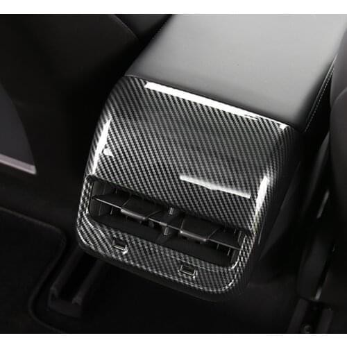 Carbon Fiber Rear Air Conditioning Cover for Tesla Model 3 Model Y 2016-2021, Rear AC Vent Cover for Tesla Model 3 Model Y
