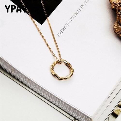 YPAY 100% Genuine 925 Sterling Silver Necklaces for Women Irregular Circle Pendant Necklace Fine Jewelry Christmas Gifts YMN185