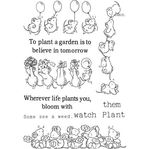 Animal Mouse Stamp And Metal Die Scrapbooking Alphabet Stamp Embossing Craft Making Silicone Transparent Stamps