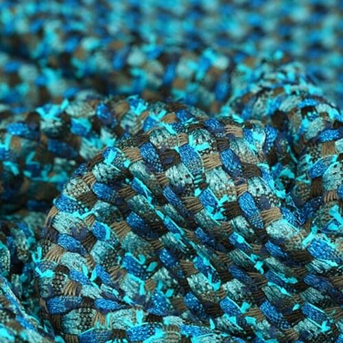140CM Wide 620G/M Weight Blue Tweed Knitted Wool & Polyester & Acrylic Fabric for Autumn Winter Coat Jacket E1161