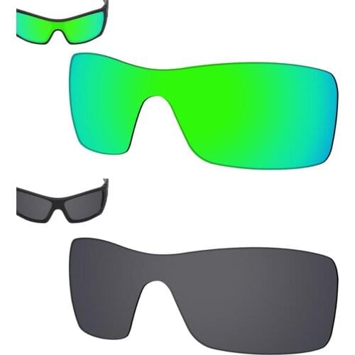 SmartVLT 2 Pieces Polarized Sunglasses Replacement Lenses for Oakley Batwolf-Sapphire Green and Solid Black