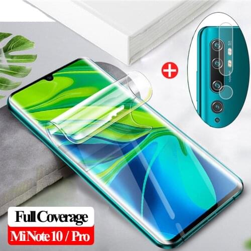 2-in-1 soft camera glass for xiaomi mi10 mi-note-10-pro full cover Hydrogel Film mi10 note pro xiomi note 10 screen protector
