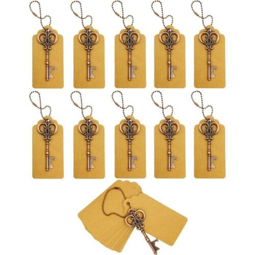 20Pcs/Set Bottle Opener with Tag Bar Party Gift Vintage Key Shaped Winebottle Opener Wedding Favor