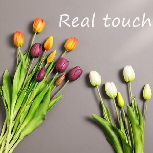 5 Pcs Artificial Flowers ​Home Decoration Tulips Real Touch Decor Fake Flowers Bouquet Props Beautiful Flower For Wedding