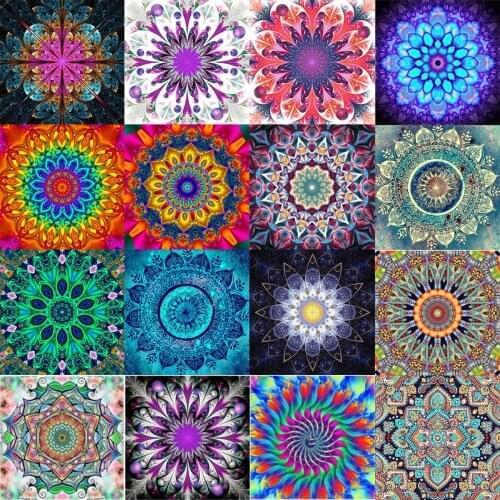 5d Colorful Flower Mandala Diamond Painting Cross Stitch Craft Kit Crystal Sticker Diamond Embroidery Home Wall Decoration