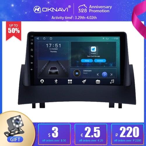 9" OKNAVI 1280*720P For Renault Megane 2 2004 2005 2006 2007 2008 Headrest Car Radio Player GPS Stereo Auto Carplay DSP 6G 128G