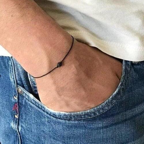 DIY Charm Black Thread Bracelet for Couple Volcanic Stone Bracelet Bead Adjustable Bangles Women Man Lucky Wish Jewelry