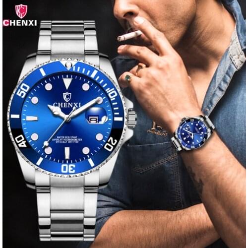 New Mens Watch Luxury Business Watch Men Waterproof Date Green Dial Watches Fashion Male Clock Wrist Watch Relogio Masculino