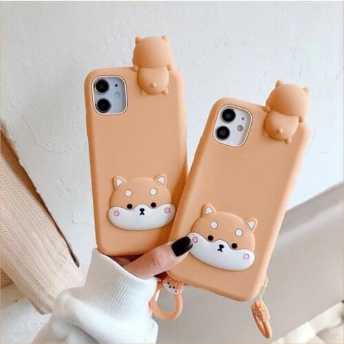 Cute Shiba Inu Phone Case For iPhone 11 12 Pro Max Mini XR X XS Max 78 SE2020 Luxury Soft Silicone Shell Keyring Accessories