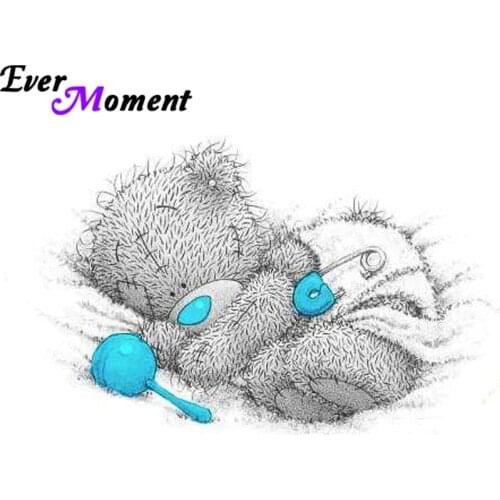 DIY 5D Diamond Painting Cross Stitch Cute Sleeping Baby Tatty Teddy Bear Diamond Embroidery Painting Cartoon Full Kit ASF785