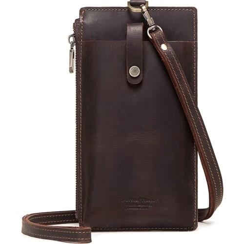 Mens Genuine Leather Zipper Hasp Long Wallet Multi Function Casual Coin Purse High Quality Card Holder Cell Phone Bag Wallets