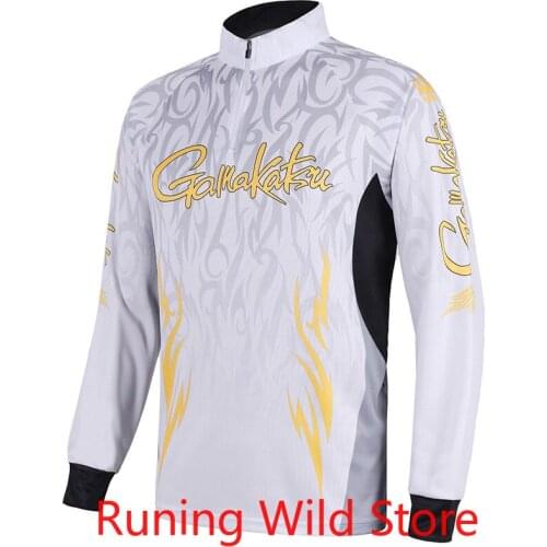 GAMAKATSU Breathable Fishing Shirts Sport Outdoor Long Sleeve Fishing Clothing Profesional Quick Dry Sun Anti-UV Hiking Clothes