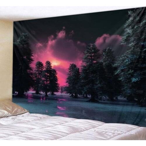 Fantasy night sky tapestry psychedelic forest nebula wall hanging bohemian hippie witchcraft home decoration yoga mat beach mat