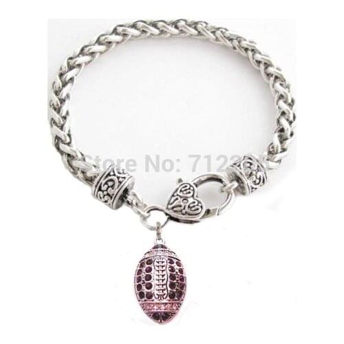 Football Purple Crystals Bracelet(B10056)