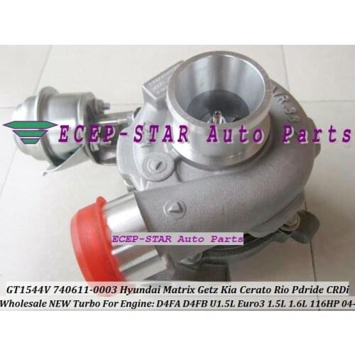 GT1544V 740611-5003S 740611 782403-5001S 28201-2A400 Turbocharger For Hyundai Getz Matrix For KIA Cerato Rio 1.6L D4FB D4FA 1.5L