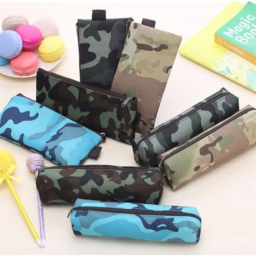 Fashion Camuflagem Canvas Pencil Case Large Capacity Pen Bag Scholl Office Stationary Pencilcase Creative Gift