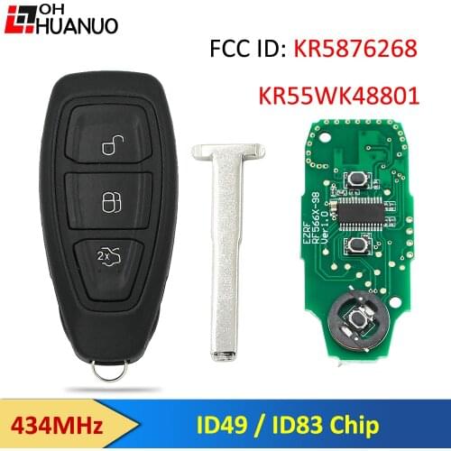 Intelligent Remote Smart Car Key 434MHz ID49 / ID83 Chip FCC ID: KR5876268 / KR55WK48801 for Ford Focus C-Max Mondeo Kuga Fiesta