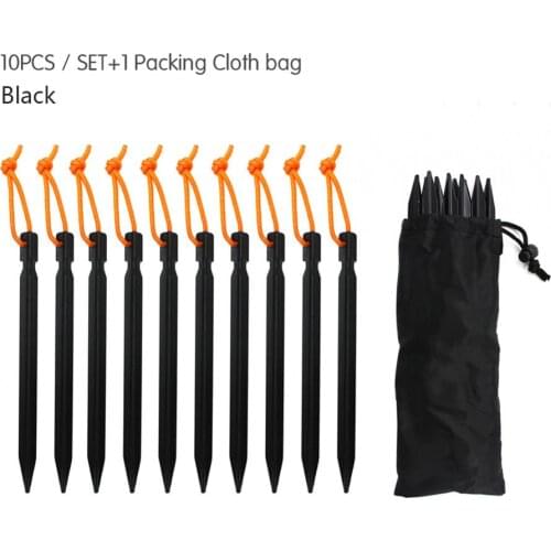 10pcs Aluminium Alloy Tent Pegs 18cm Tent Nail 120g Triangular Packing Stakes with Rope Outdoor Camping Equipment Accessories