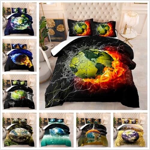 Galaxy Planet Printed Duvet Cover Set Microfiber Bedding Set Teens Boys Quilt Cover With Pillowcase Queen King Size Bedclothes