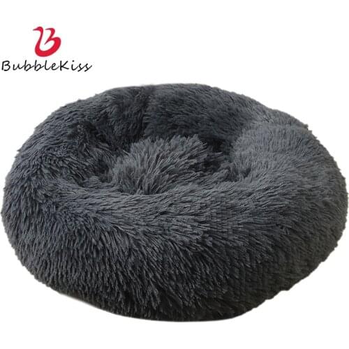 Bubble Kiss Donut Dog Bed Round Dog Accessories Bed Pet Long Plush Home Soft Dog Supplies Dog Beds For Large Dogs Mat Dog House