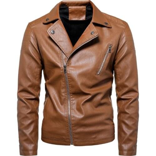 Europe America Retro Motorcycle Leather Jacket Men Diagonal Zipper PU Coat Men Leather Suede Jacket chaqueta cuero hombre 6XL