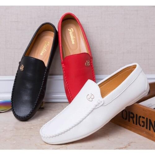 White Red Black Loafers 2021 Summer Men Flat Shoes Casual Light Fashion Trend Slip on Driving Shoes Mens Loafers Leather Shoes