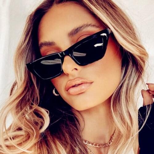 HKNA Small Retro Sunglasses Women Brand Designer Eyeglasses Women Small Vintage Rectangle Cat Eye Glasses Gafas De Sol Mujer