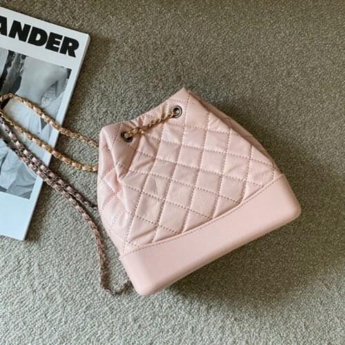 Sweet Women Bucket Bags Spring Summer New 100% Genuine Leather Backpack Female Famous Brand Chains Bag Casual Travel Backpack