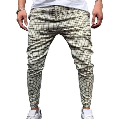 Fashion Men Pants Mid Waist Plaid Checkered Side Stripe Trousers for Work Casual Trousers Streetwear Plus Size moletom