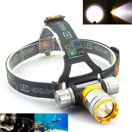 Powerful XML T6 LED Waterproof headlamp Head flashlight underwater ultra bright Head Torch lamp for Diving fishing camping