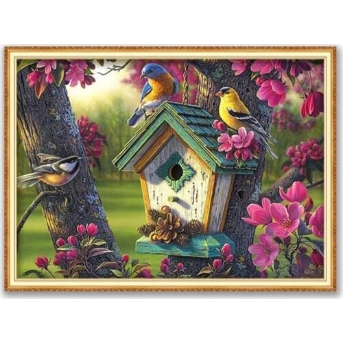 Flower DIY Embroidery Cross Stitch 11CT Kits Needlework Craft Set Printed Canvas Cotton Thread Home Decoration Design Wholesale