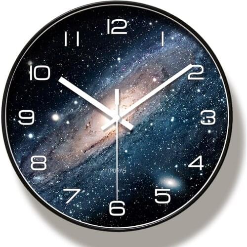 Starry Sky Wall Clock Universe Galaxy Silent Movement Wall Clock Children Room Museum Decorative Clock Quartz Hanging Clock