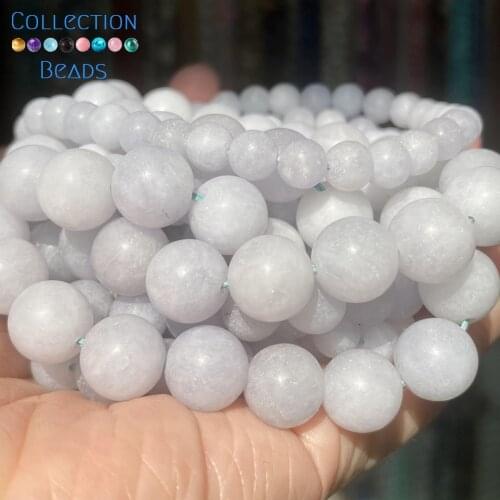 Natural Matte Light Aquamarines Stone Spacer Loose Round Bead For Jewelry Making 6-10 MM DIY Bracelets Accessories Wholesale 15"