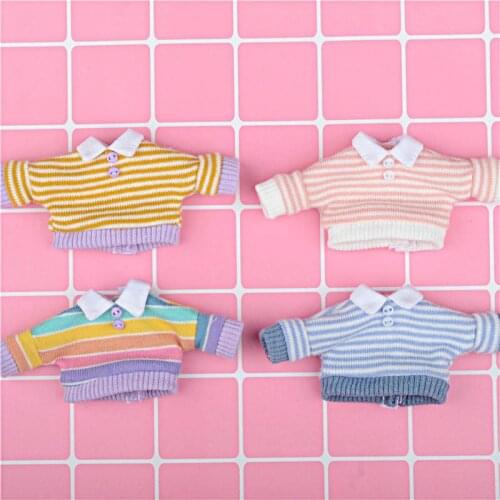 New Doll Clothes Long Sleeves Color Striped Sweatshirt for ob11,obitsu11,Molly, 1/12bjd doll clothes accessories for doll