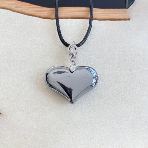 Wholesale Terahertz Natural Stone Pendants Heart Shape Pendant Necklace Yoga Health Energy Powerful Luck Fashion Jewelry