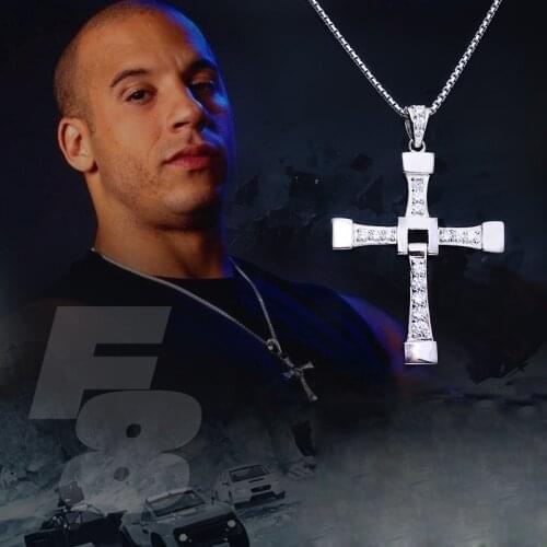 925 Sterling Silver Jewelry Fast And Furious Dominic Toretto Cross Pendant Necklace Free With Metal Box For Men Boyfriend Gifts