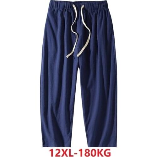 Autumn men Pajamas sleep pants chinese style vintage loose sleepwear home casual pants plus size 11XL 8XL 9XL 10XL 12XL 180KG 60