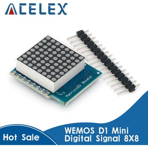 Matrix LED Shield V1.0.0 For WEMOS D1 Mini Digital Signal Output Controller Module 8 X 8 Dot Board Control