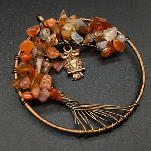 12PCS Carnelian Pendant Kabbalah Tree Of Life Natural Stone Necklace Pendants Jewelry Healing Pendant Necklaces For Wholesales