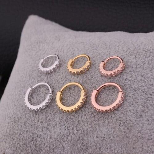 Hot Women Trendy Personality Simple Ring Copper Inlaid Zircon Earrings Charming Nose Ring Human Body Piercing Jewelry Accessory