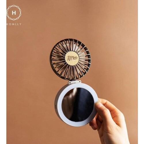 Homlly Retro Portable LED Mirror Lanyard Fan