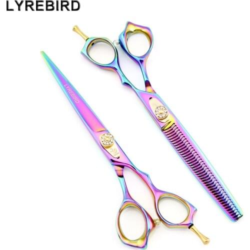 Professional Hair Scissors Pet dog Grooming Scissors 7 INCH Rainbow Hair Shears Thinning Scissors Lyrebird HIGH CLASS NEW