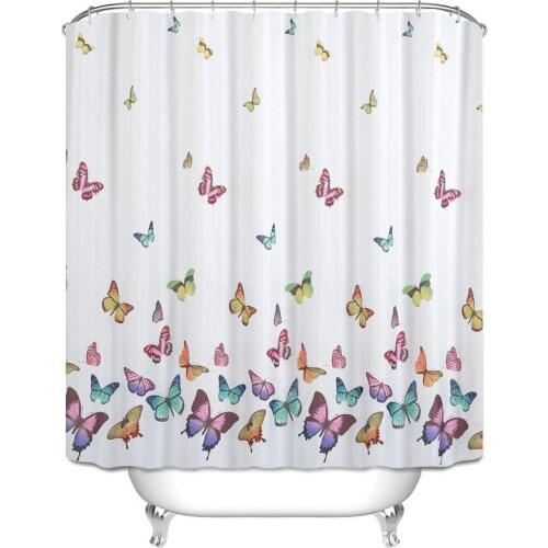 Simple Shower Curtain Butterfly Printing Polyester Bathroom Shower Curtain Waterproof Home Decoration Shower Curtain