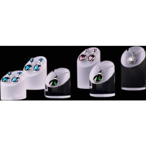 Clear/Frosted Acrylic Jewelry Necklace Pendant Chain Earring Display Stand Holder Ear Drop Studs Storage Organizer Rack Showcase